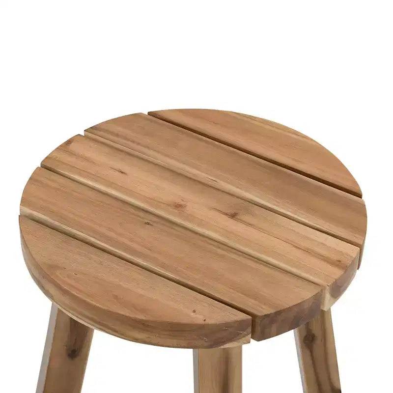 Tavolino rotondo con struttura in ferro e piano in legno