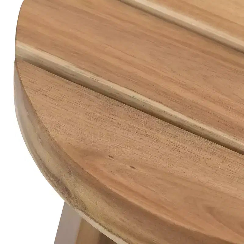 Tavolino rotondo con struttura in ferro e piano in legno