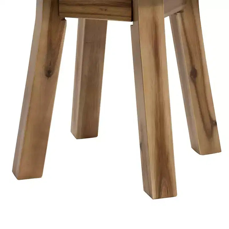 Tavolino rotondo con struttura in ferro e piano in legno