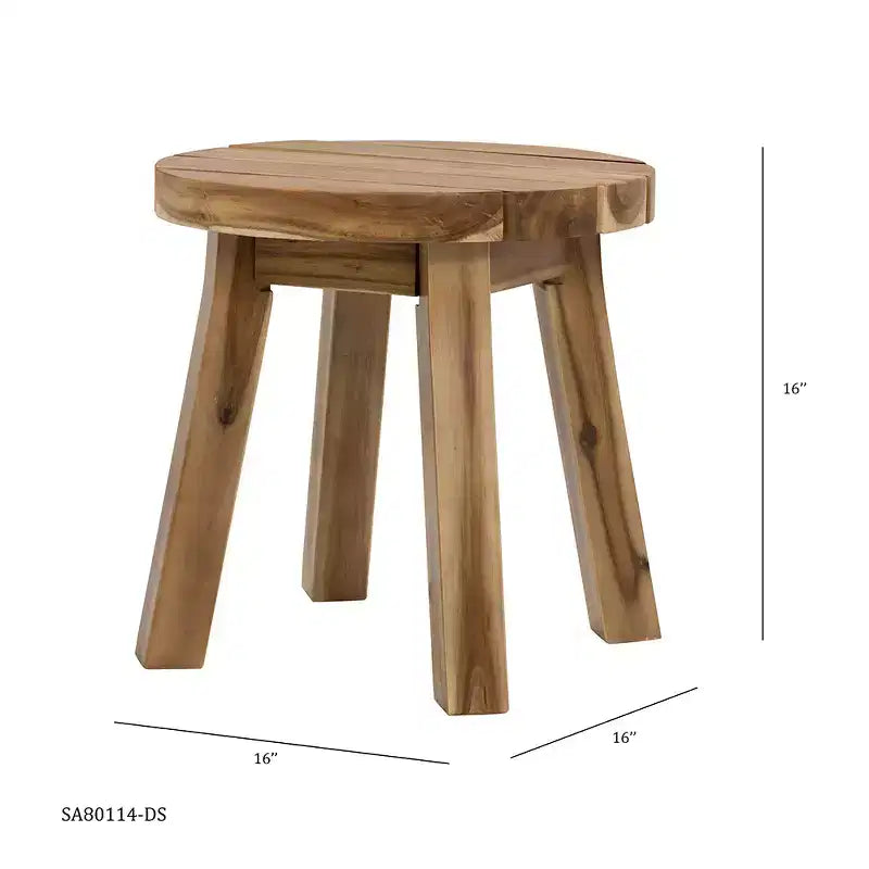 Tavolino rotondo con struttura in ferro e piano in legno