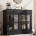 35.4''W Sideboard Buffet Cabinet with Glass Door and Drawer, Adjustable Storage Cabinet for Dining Room, Kitchen or Living Room