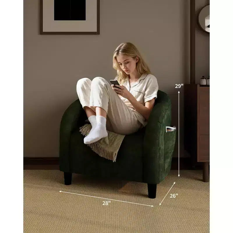 Set di 2 Poltrone a Botte Imbottite con Braccioli Curvi e Gambe Solide