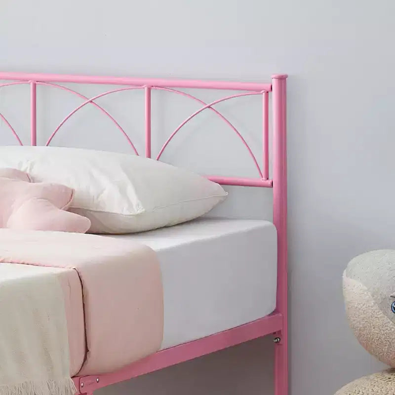 Struttura letto a piattaforma matrimoniale da 14 pollici con testiera e pediera, contenitore sotto il letto – Rosa