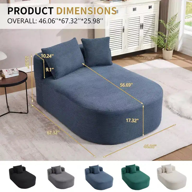 Divano letto con chaise longue gigante senza struttura, rivestimento in velluto a coste – Soggiorno e appartamento