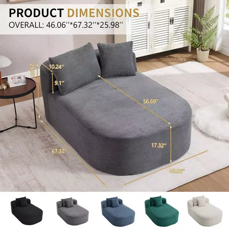 Divano letto con chaise longue gigante senza struttura, rivestimento in velluto a coste – Soggiorno e appartamento