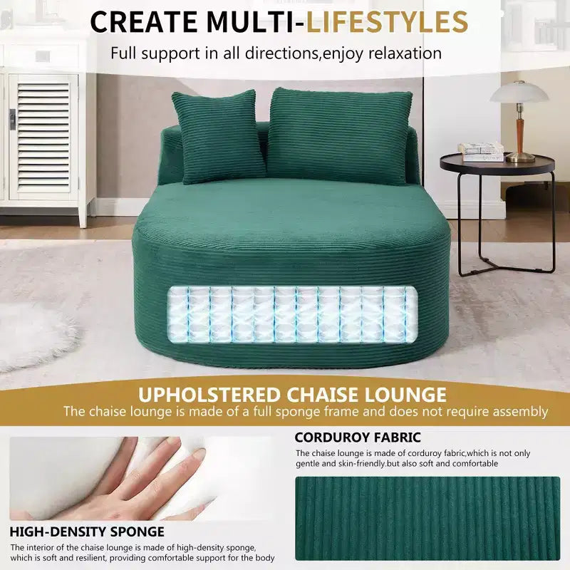 Divano letto con chaise longue gigante senza struttura, rivestimento in velluto a coste – Soggiorno e appartamento