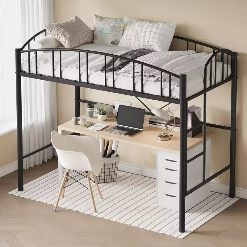 Telaio per letto a soppalco singolo in metallo, doghe in acciaio resistente, capacità 158 kg, spazio sotto il letto 118 cm – Per bambini, ragazzi e adulti