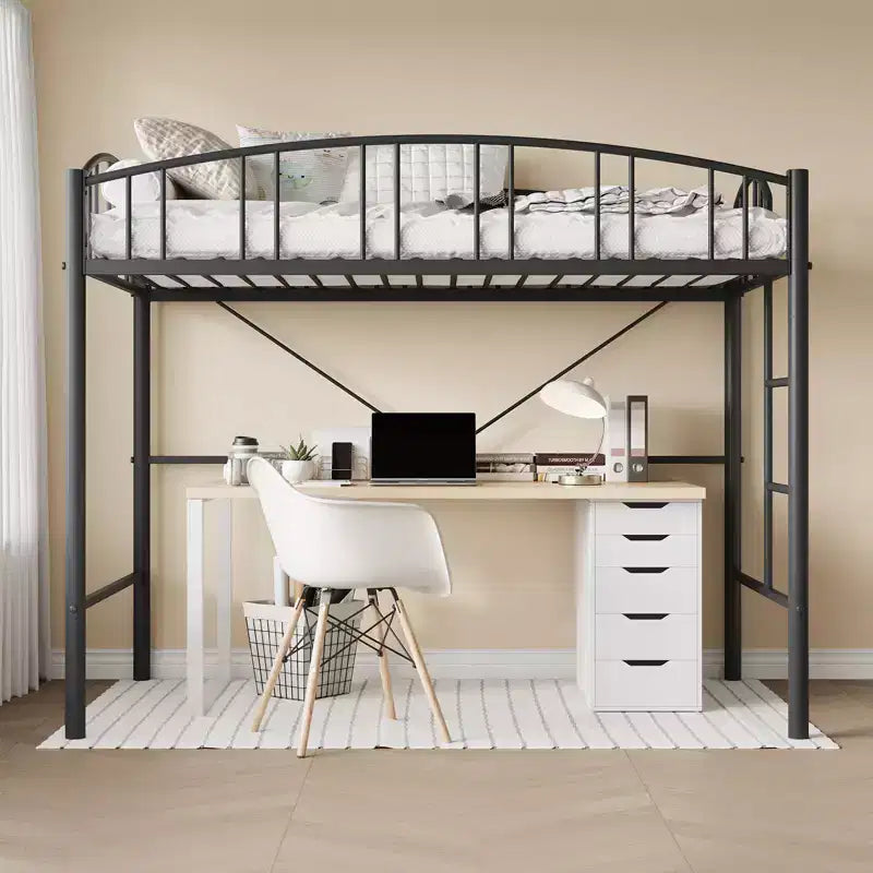 Telaio per letto a soppalco singolo in metallo, doghe in acciaio resistente, capacità 158 kg, spazio sotto il letto 118 cm – Per bambini, ragazzi e adulti