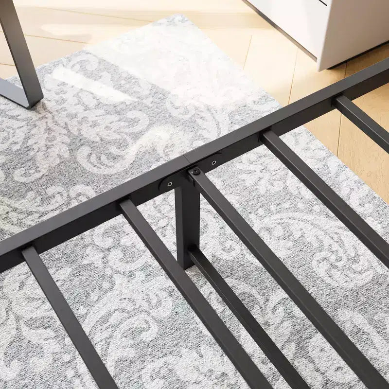 Struttura Letto Matrimoniale in Metallo con Testiera e Pediera, Capacità 200 kg, Spazio Contenitore Sotto al Letto da 27 cm – Nero