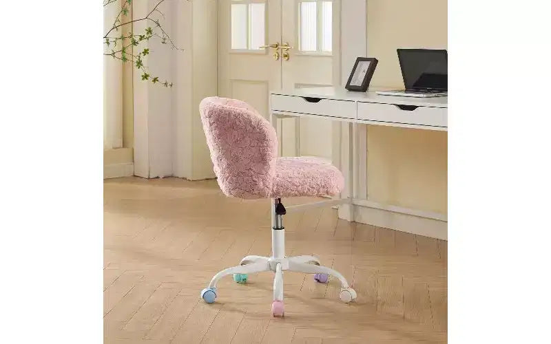 Sedia da ufficio girevole con seduta ampia, rivestimento in lana d'alpaca sintetica, schienale avvolgente, altezza regolabile – Seduta 57 cm L x 54,6 cm P