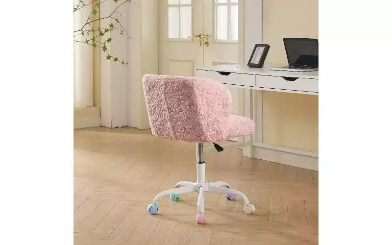 Sedia da ufficio girevole con seduta ampia, rivestimento in lana d'alpaca sintetica, schienale avvolgente, altezza regolabile – Seduta 57 cm L x 54,6 cm P