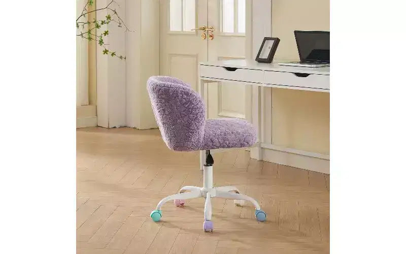 Sedia da ufficio girevole con seduta ampia, rivestimento in lana d'alpaca sintetica, schienale avvolgente, altezza regolabile – Seduta 57 cm L x 54,6 cm P