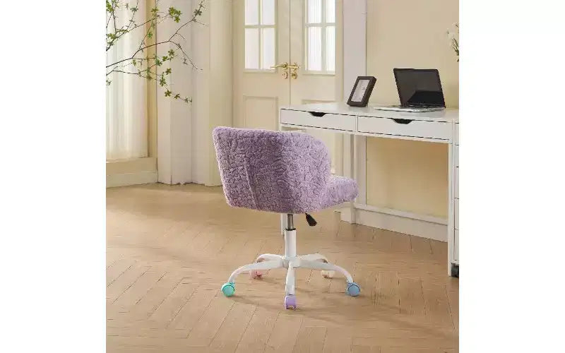 Sedia da ufficio girevole con seduta ampia, rivestimento in lana d'alpaca sintetica, schienale avvolgente, altezza regolabile – Seduta 57 cm L x 54,6 cm P