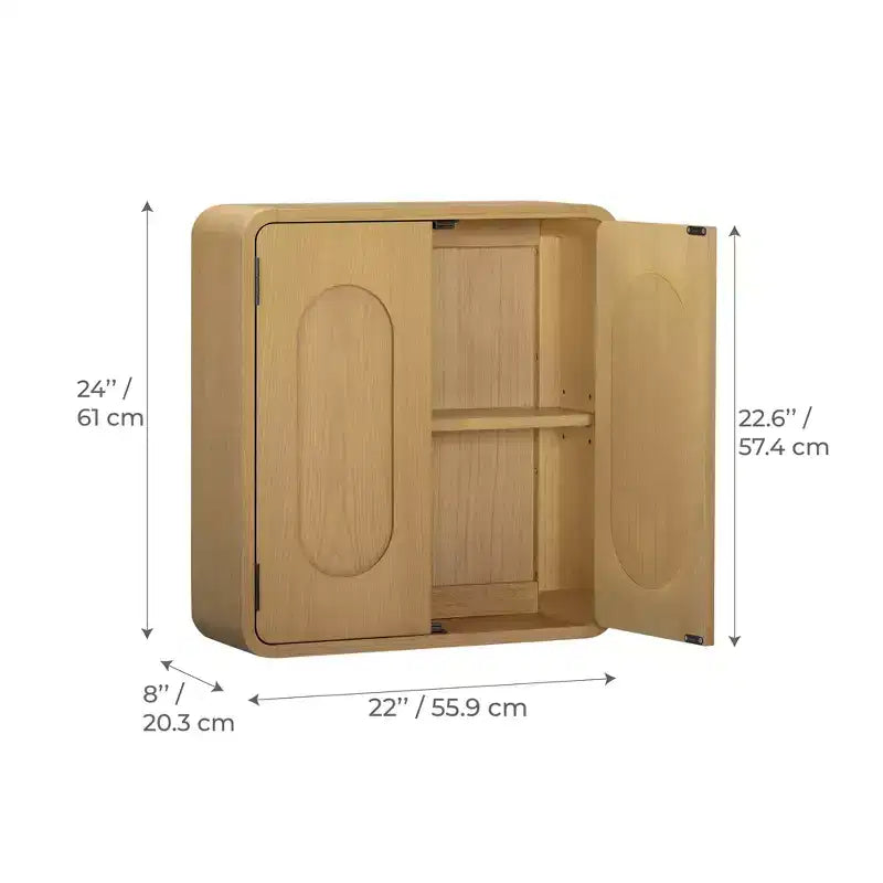 Pensile in MDF con 2 ante, ripiano regolabile, maniglie a incasso – 20,3 cm L x 55,9 cm P x 61 cm H, capacità 22,7 kg