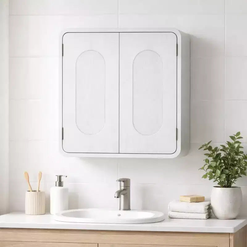 Pensile in MDF con 2 ante, ripiano regolabile, maniglie a incasso – 20,3 cm L x 55,9 cm P x 61 cm H, capacità 22,7 kg