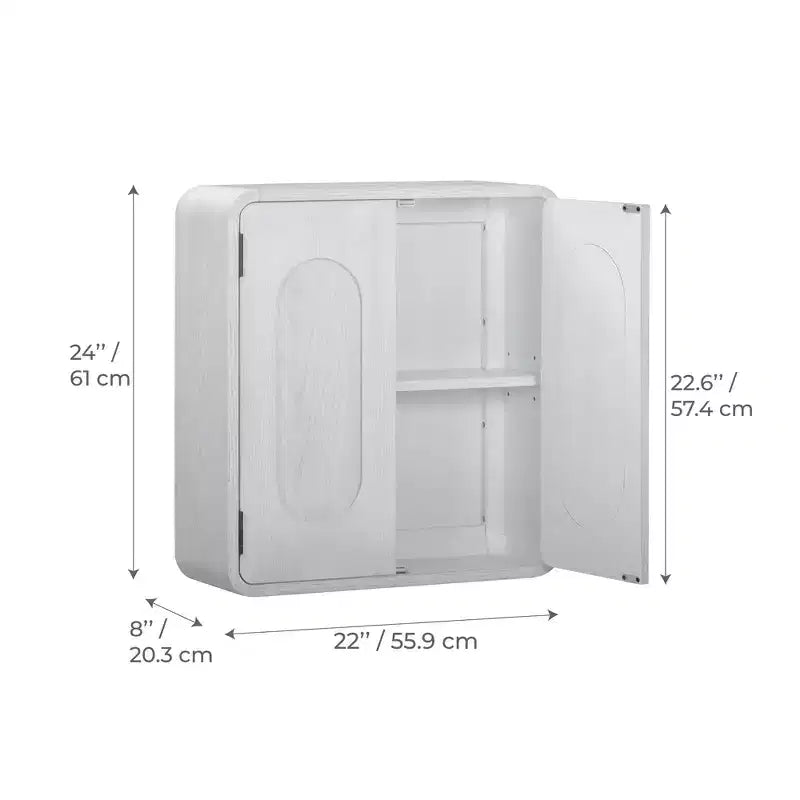Pensile in MDF con 2 ante, ripiano regolabile, maniglie a incasso – 20,3 cm L x 55,9 cm P x 61 cm H, capacità 22,7 kg