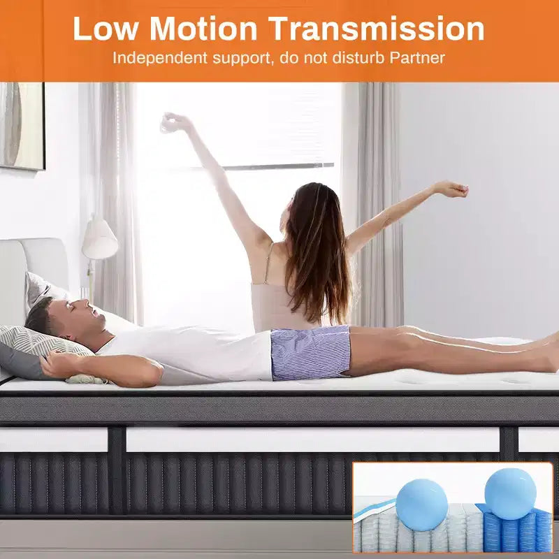 Materasso ibrido matrimoniale da 14 pollici, memory foam in gel e molle insacchettate, rigidità media, certificato CertiPUR-US
