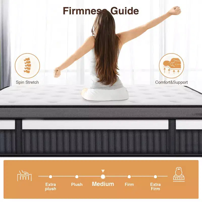 Materasso ibrido matrimoniale da 14 pollici, memory foam in gel e molle insacchettate, rigidità media, certificato CertiPUR-US