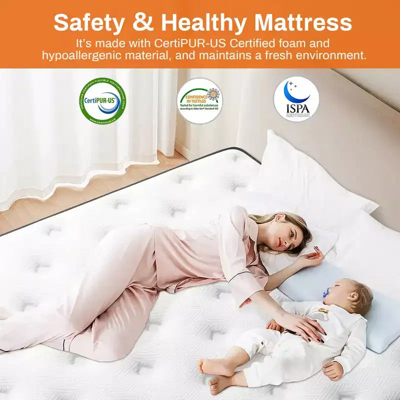 Materasso ibrido matrimoniale da 14 pollici, memory foam in gel e molle insacchettate, rigidità media, certificato CertiPUR-US