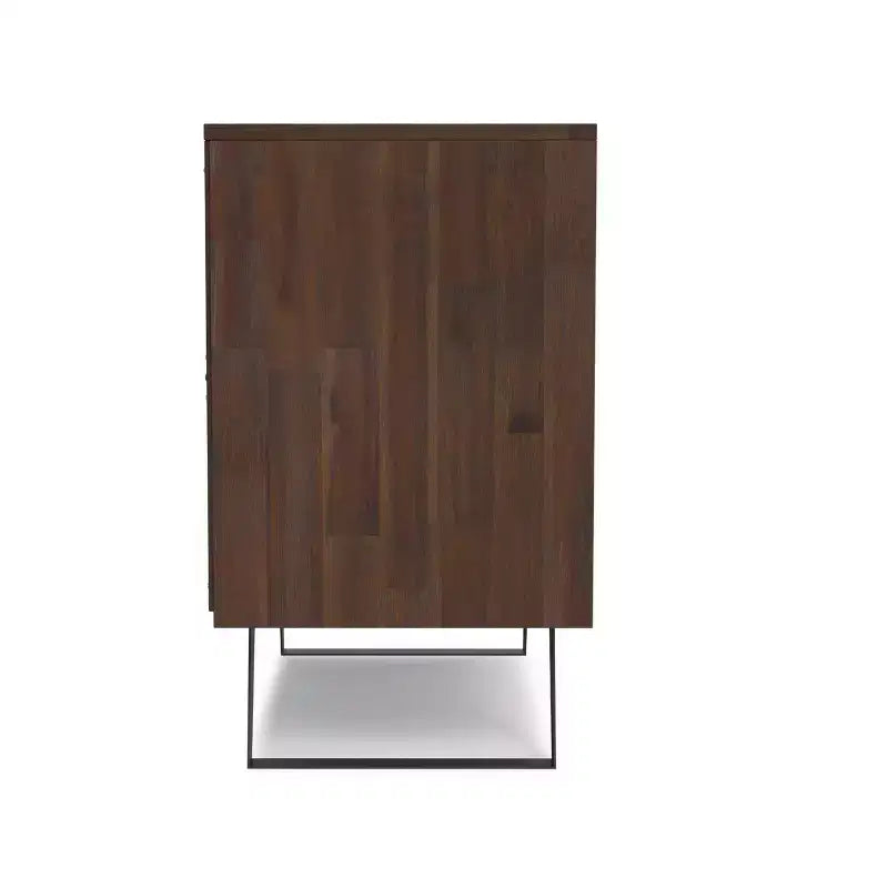 Credenza Buffet in Legno Massello di Acacia da 104 cm, 2 Ante, 4 Ripiani Regolabili – 76 cm H x 103 cm L x 43 cm P, Marrone Carbone Invecchiato