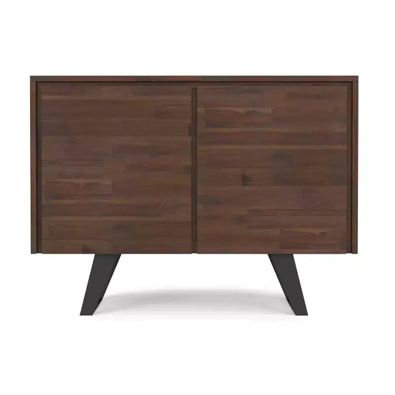 Credenza Buffet in Legno Massello di Acacia da 104 cm, 2 Ante, 4 Ripiani Regolabili – 76 cm H x 103 cm L x 43 cm P, Marrone Carbone Invecchiato