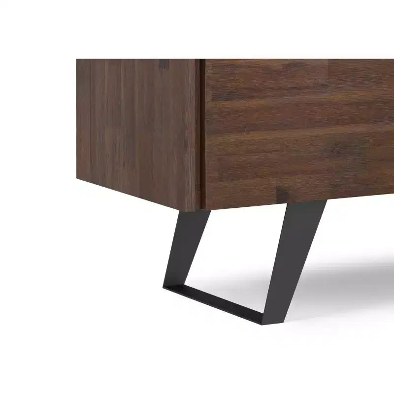 Credenza Buffet in Legno Massello di Acacia da 104 cm, 2 Ante, 4 Ripiani Regolabili – 76 cm H x 103 cm L x 43 cm P, Marrone Carbone Invecchiato