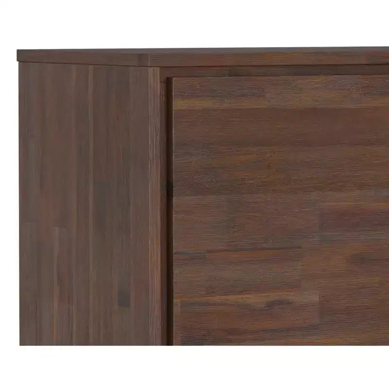 Credenza Buffet in Legno Massello di Acacia da 104 cm, 2 Ante, 4 Ripiani Regolabili – 76 cm H x 103 cm L x 43 cm P, Marrone Carbone Invecchiato