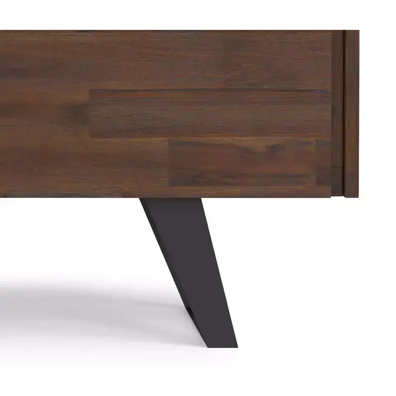 Credenza Buffet in Legno Massello di Acacia da 104 cm, 2 Ante, 4 Ripiani Regolabili – 76 cm H x 103 cm L x 43 cm P, Marrone Carbone Invecchiato