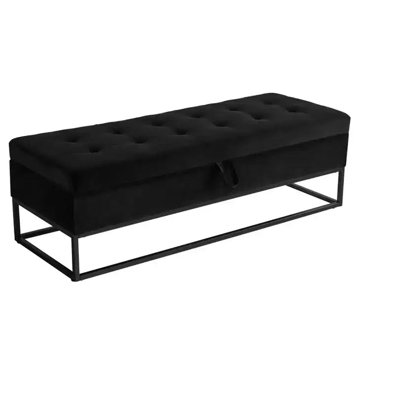 Panca contenitore rivestita da 148,8 cm con base in metallo e capitonné – Ingresso, soggiorno e camera da letto