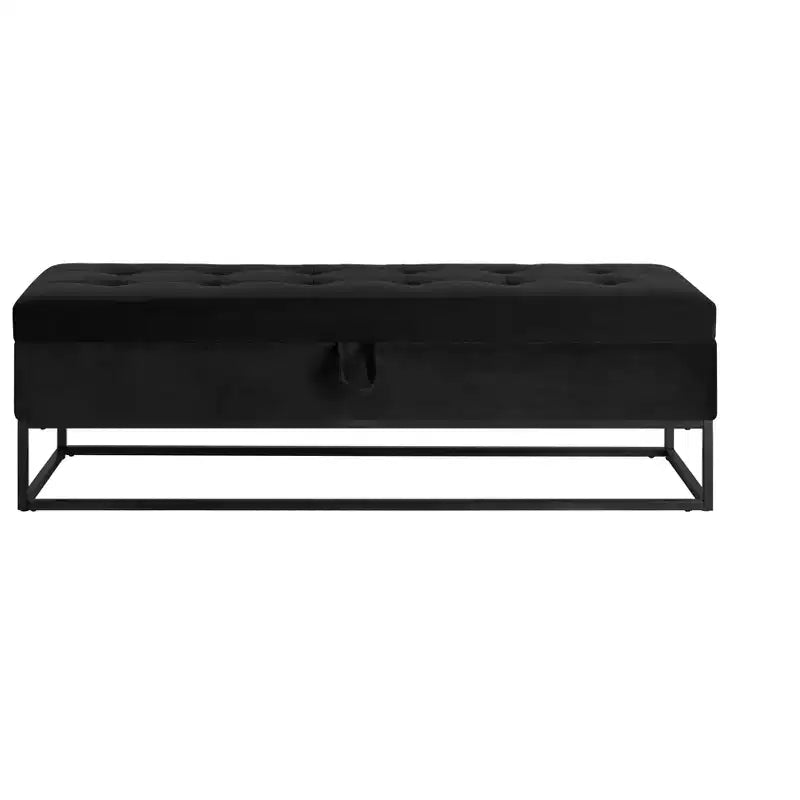Panca contenitore rivestita da 148,8 cm con base in metallo e capitonné – Ingresso, soggiorno e camera da letto