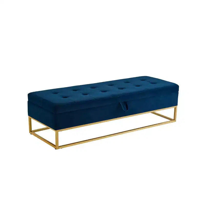 Panca contenitore rivestita da 148,8 cm con base in metallo e capitonné – Ingresso, soggiorno e camera da letto