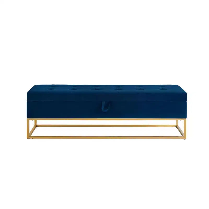 Panca contenitore rivestita da 148,8 cm con base in metallo e capitonné – Ingresso, soggiorno e camera da letto