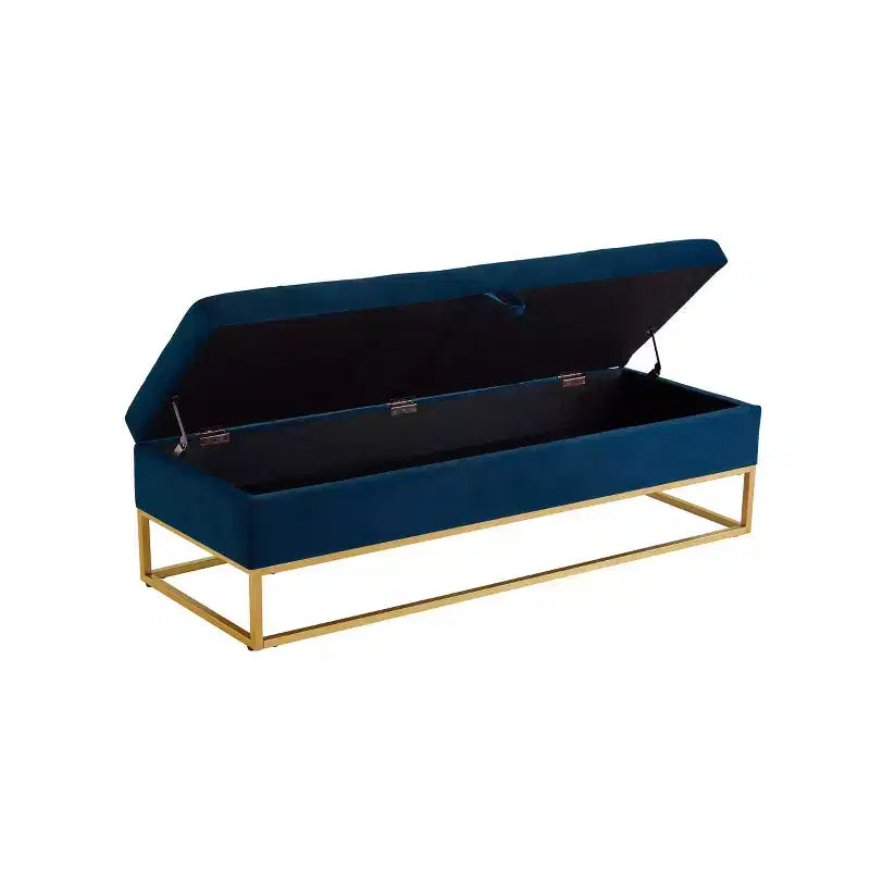 Panca contenitore rivestita da 148,8 cm con base in metallo e capitonné – Ingresso, soggiorno e camera da letto