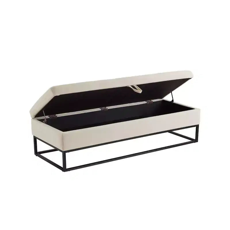 Panca contenitore rivestita da 148,8 cm con base in metallo e capitonné – Ingresso, soggiorno e camera da letto