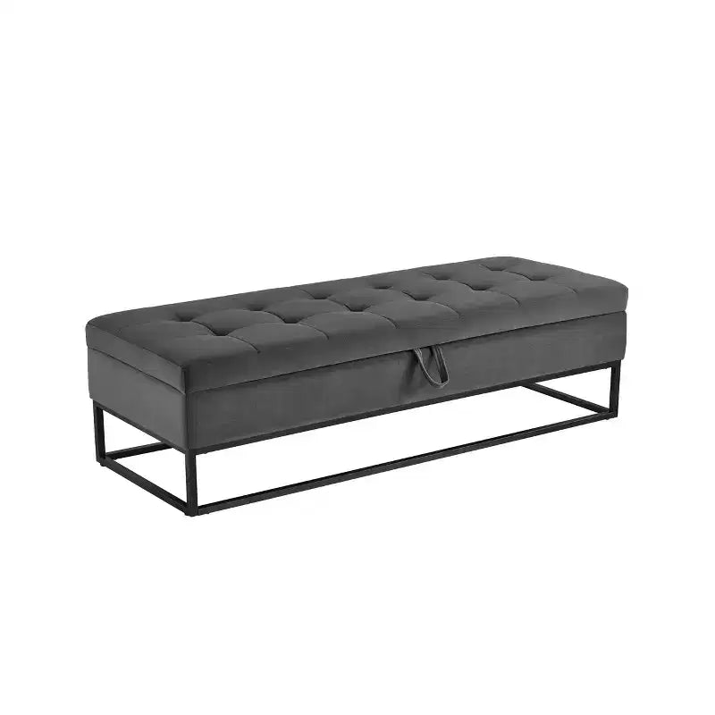 Panca contenitore rivestita da 148,8 cm con base in metallo e capitonné – Ingresso, soggiorno e camera da letto
