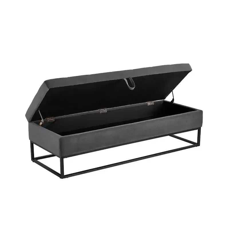 Panca contenitore rivestita da 148,8 cm con base in metallo e capitonné – Ingresso, soggiorno e camera da letto