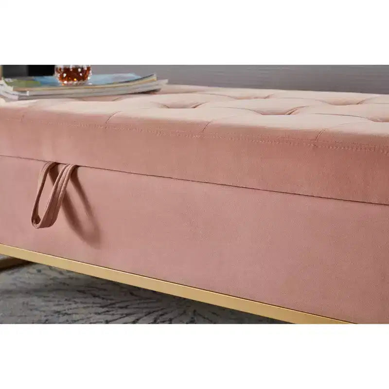 Panca contenitore rivestita da 148,8 cm con base in metallo e capitonné – Ingresso, soggiorno e camera da letto