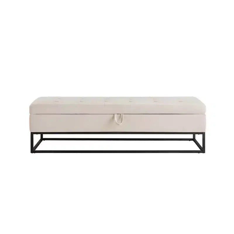Panca contenitore rivestita da 148,8 cm con base in metallo e capitonné – Ingresso, soggiorno e camera da letto