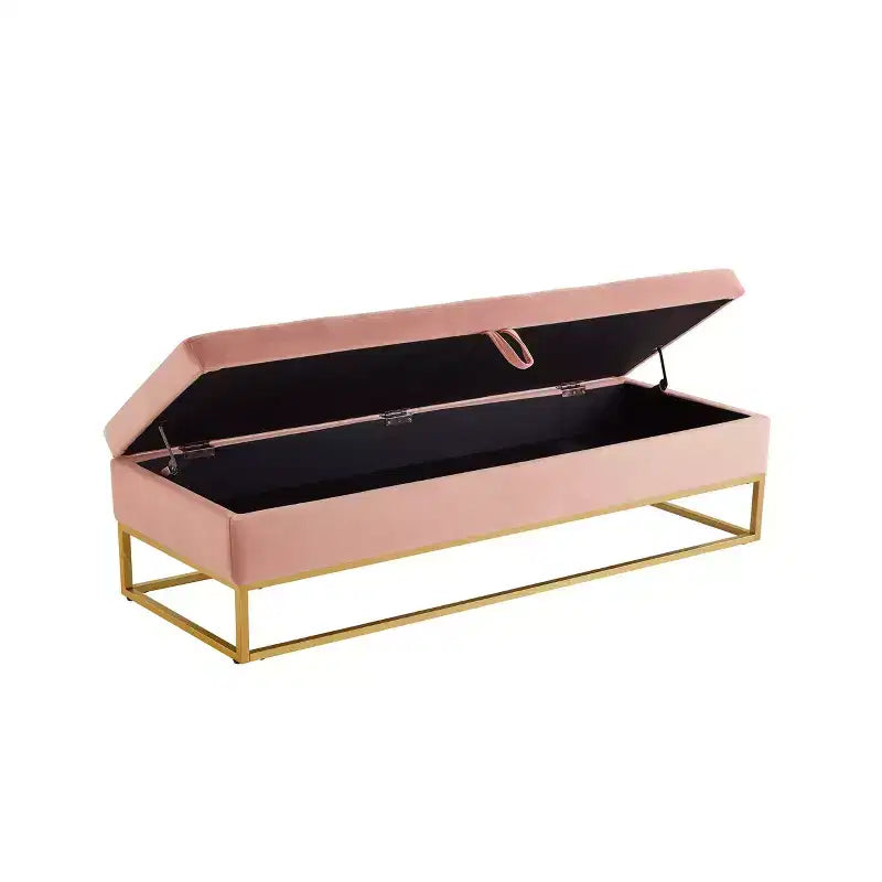 Panca contenitore rivestita da 148,8 cm con base in metallo e capitonné – Ingresso, soggiorno e camera da letto