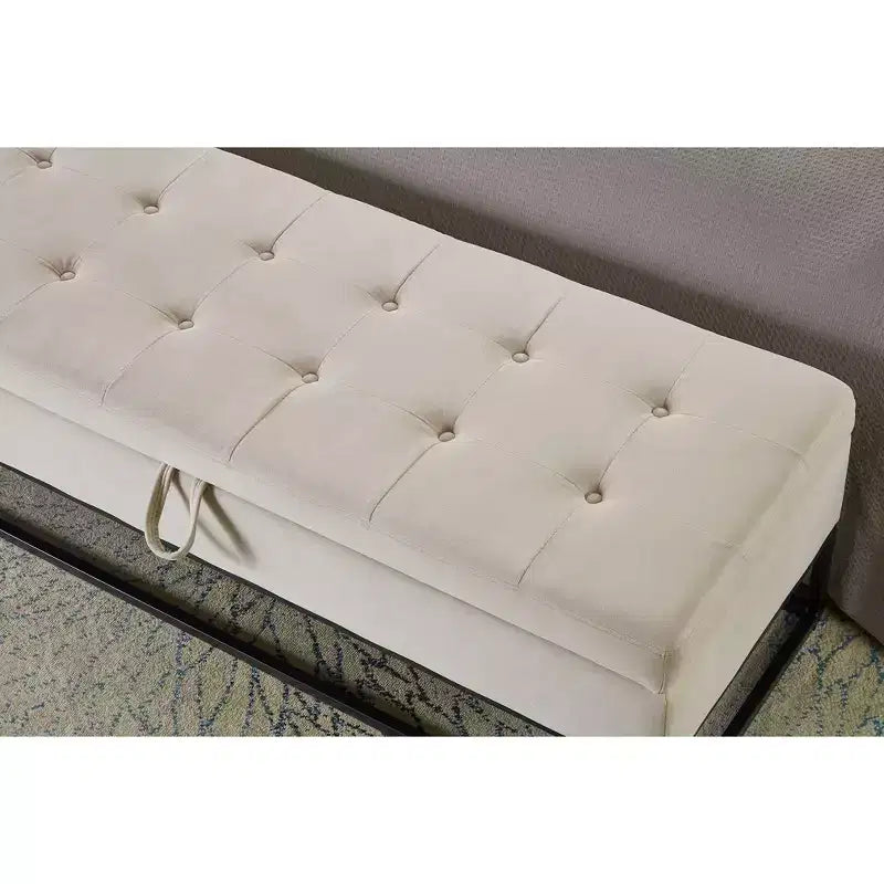 Panca contenitore rivestita da 148,8 cm con base in metallo e capitonné – Ingresso, soggiorno e camera da letto
