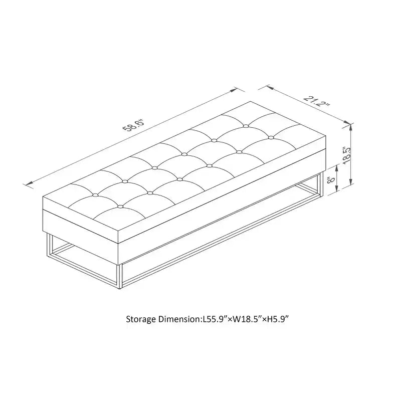 Panca contenitore rivestita da 148,8 cm con base in metallo e capitonné – Ingresso, soggiorno e camera da letto
