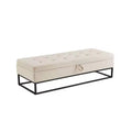 Okak 58.6 Storage Bench with Metal Base and Ample Storage Space, Button Tufting Entryway Bench, End of Bed Bench for Living Room, Bedroom