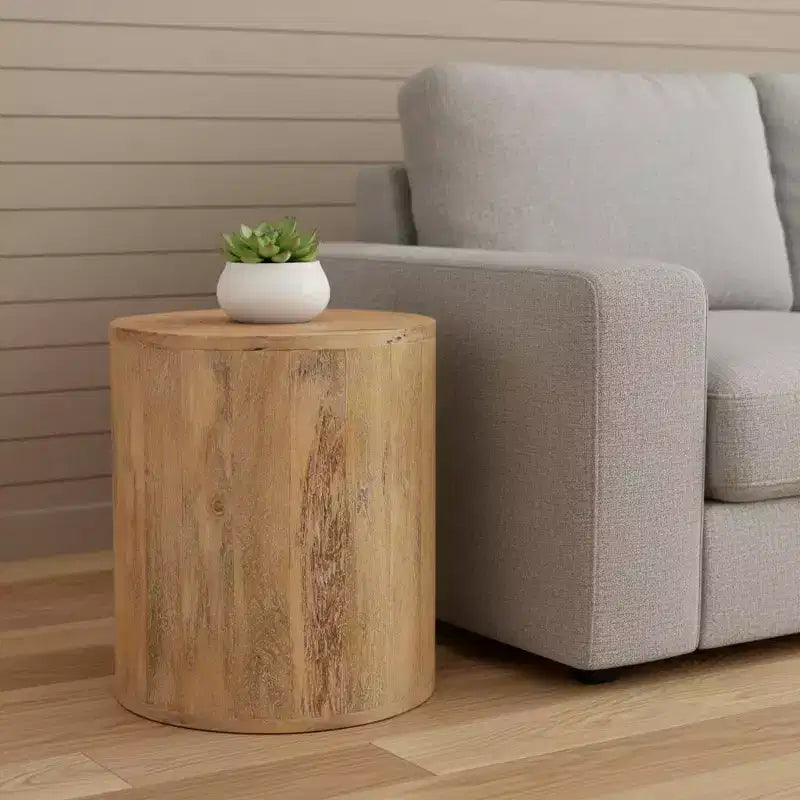 Tavolino da salotto rotondo da 60 cm in legno massello con base a gambe incrociate – Finitura marrone