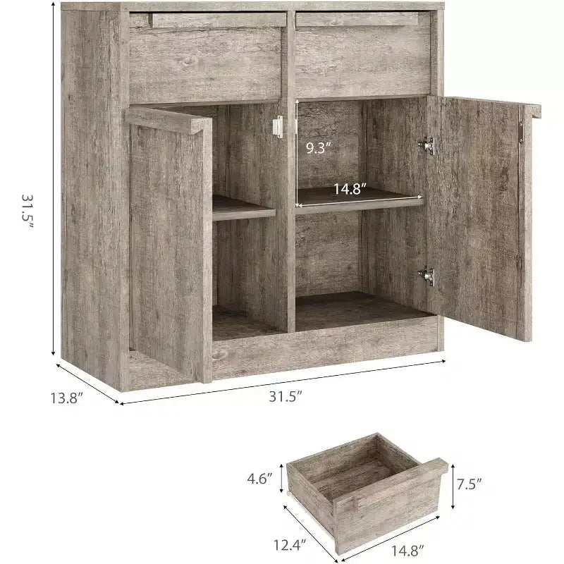 Ampio Armadio Contenitore con Pannelli Effetto Legno, a Terra – Per Cucina, Sala da Pranzo e Soggiorno