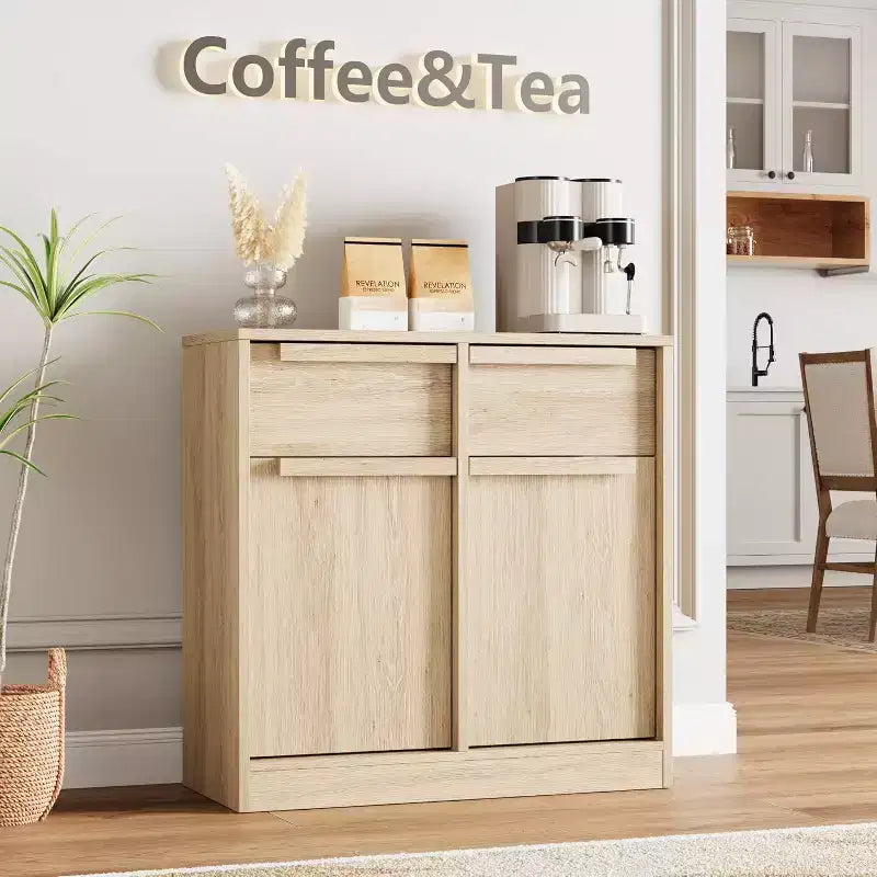 Ampio Armadio Contenitore con Pannelli Effetto Legno, a Terra – Per Cucina, Sala da Pranzo e Soggiorno