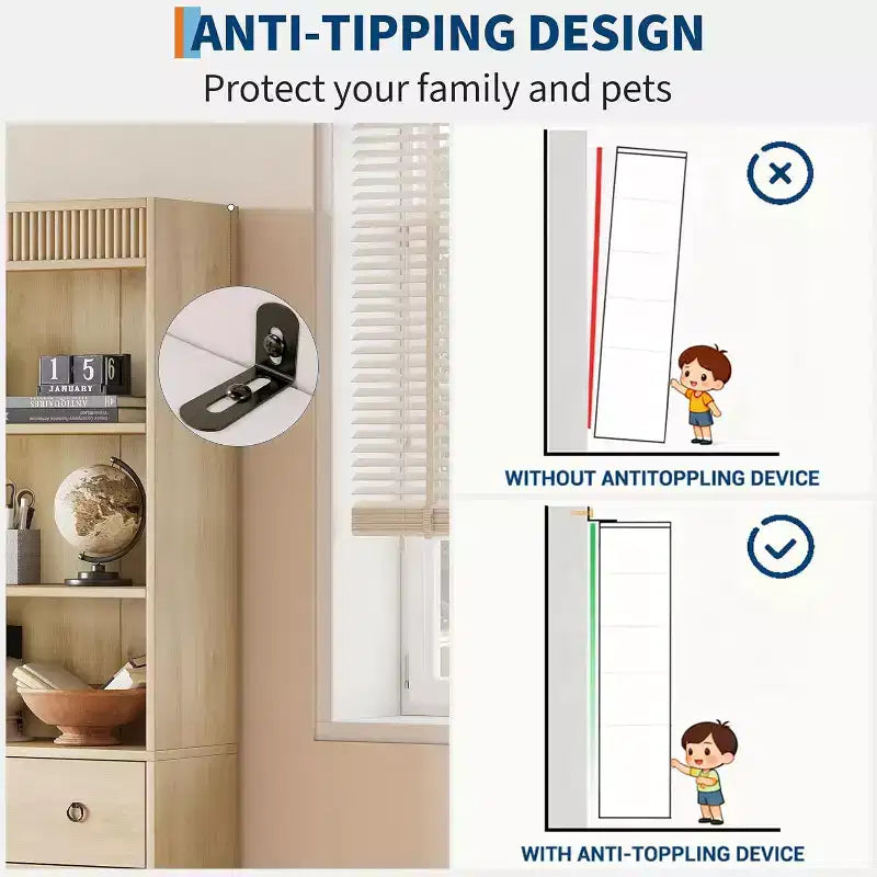 Libreria a 6 ripiani scanalati con 3 cassetti, design a pannelli ondulati – 180 cm (A) x 76 cm (L) x 35,5 cm (P), Legno di frassino