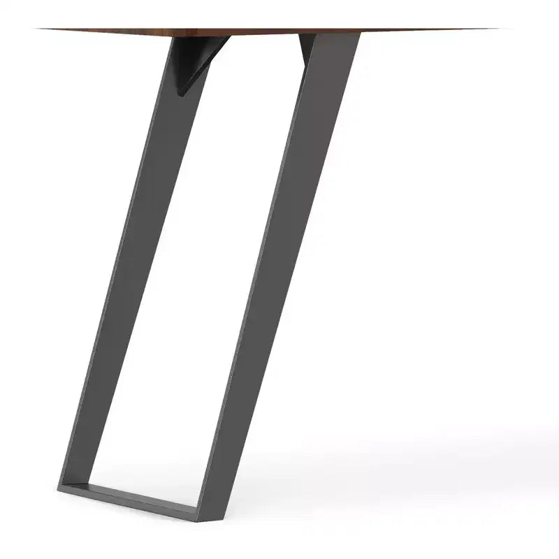 Tavolo consolle da divano, finitura noce, struttura in metallo con piano in legno massello impiallacciato rovere