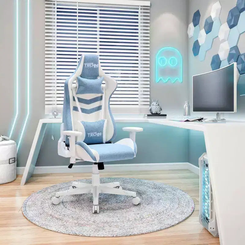 Sedia da gaming girevole, portata 136 kg, altezza regolabile, cuscini lombare e poggiatesta, ruote scorrevoli – Diversi colori