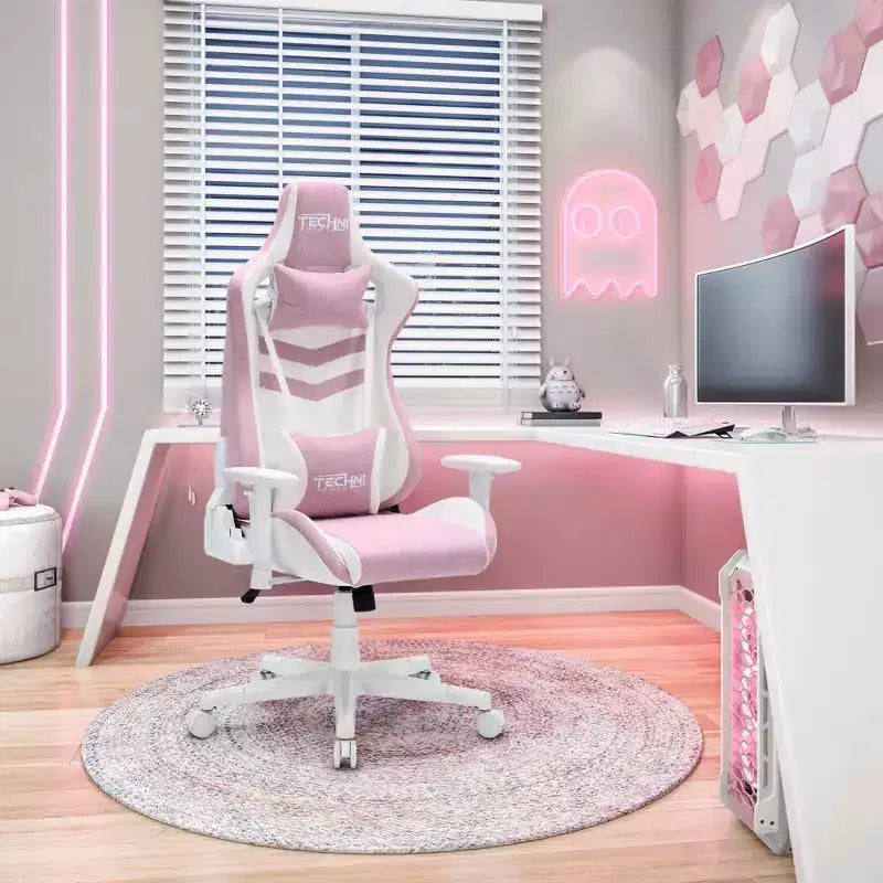 Sedia da gaming girevole, portata 136 kg, altezza regolabile, cuscini lombare e poggiatesta, ruote scorrevoli – Diversi colori