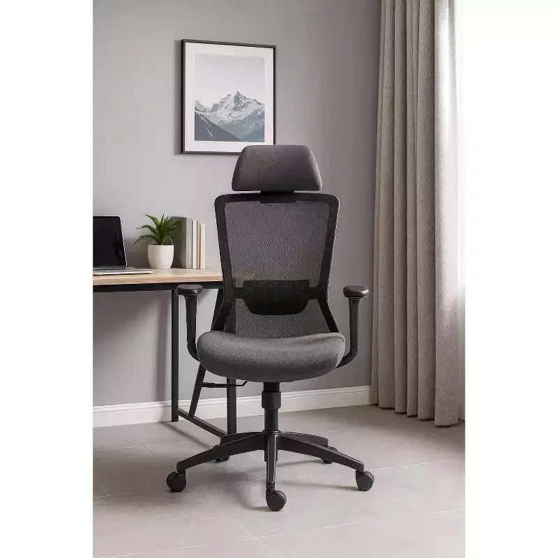Sedia da Ufficio Ergonomica con Schienale Alto in Rete, Inclinazione 120°, Girevole a 360°, Base in Nylon, Altezza Regolabile